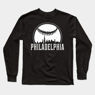 Philadelphia Cityscape Baseball Long Sleeve T-Shirt
